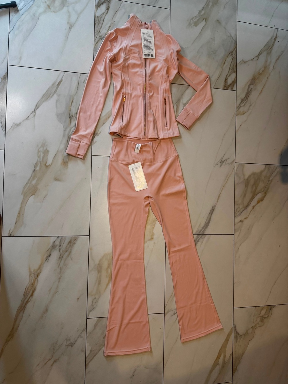 lululemon athletica Pink Zip Jacket & Flare Pants Set